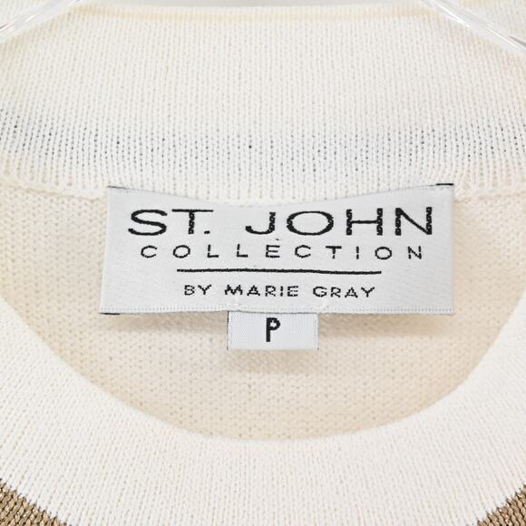 ST JOHN Sweater Womens Size MP Santana Knit Wool Blend Nautical Ocean Dog Show - Picture 7 of 11